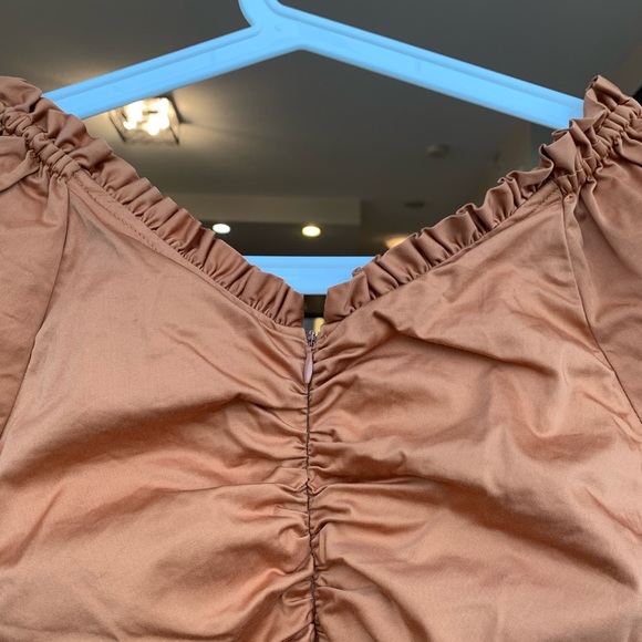 off shoulder puff sleeve ruched top - Picture 10 of 11